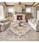 Madane Washable Rug 8x10 Area Rugs for Living Room, Ultra-Thin Non-Slip Backing Rug, Stain Resist...