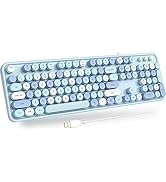 Atelus USB Wired Computer Keyboard - Retro Typewriter Keyboard - Full Size Office Keyboard with N...