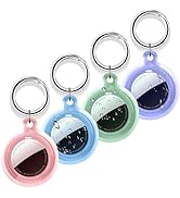 Compatible with AirTag Holder Case with Keychain, 4 Pack Shockproof &amp; Anti-Scratch Protect Case f...