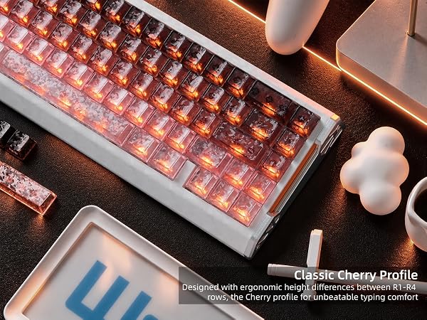Clear Keycaps, Translucent Keycaps Set Keyboard Caps Cherry Profile,Custom Shine through Keycaps