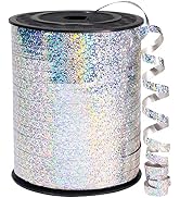 PartyWoo Silver Ribbon, 500 Yard Curling Ribbon for Crafts, Iridescent Crimped Ribbon, Shiny Meta...