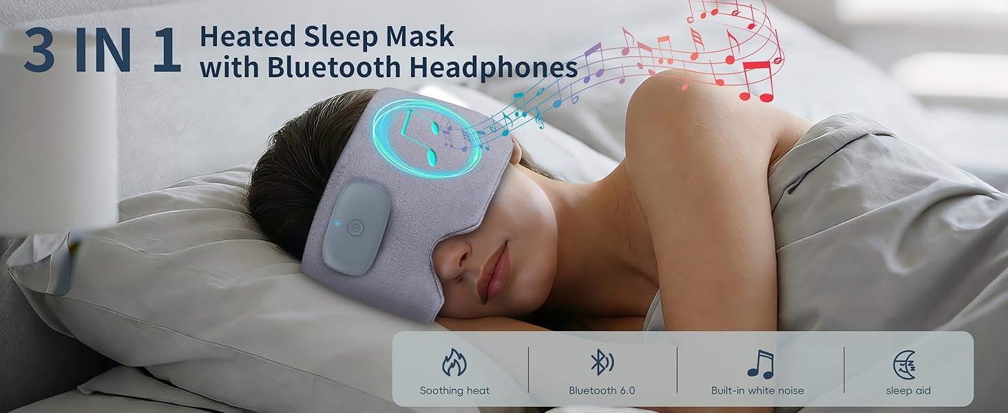 heated sleep mask with bluetooth headphones