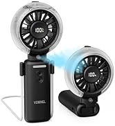 VEWINGL Portable Misting Fan, 110° Foldable Handheld Fan, 5 Speed | USB-C Rechargeable Cooling Fa...