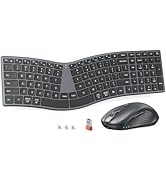 MEETION New Ergonomic Keyboard and Mouse, Director Q Split S-Curve Design, 2.4G Wireless &amp; Dual B...