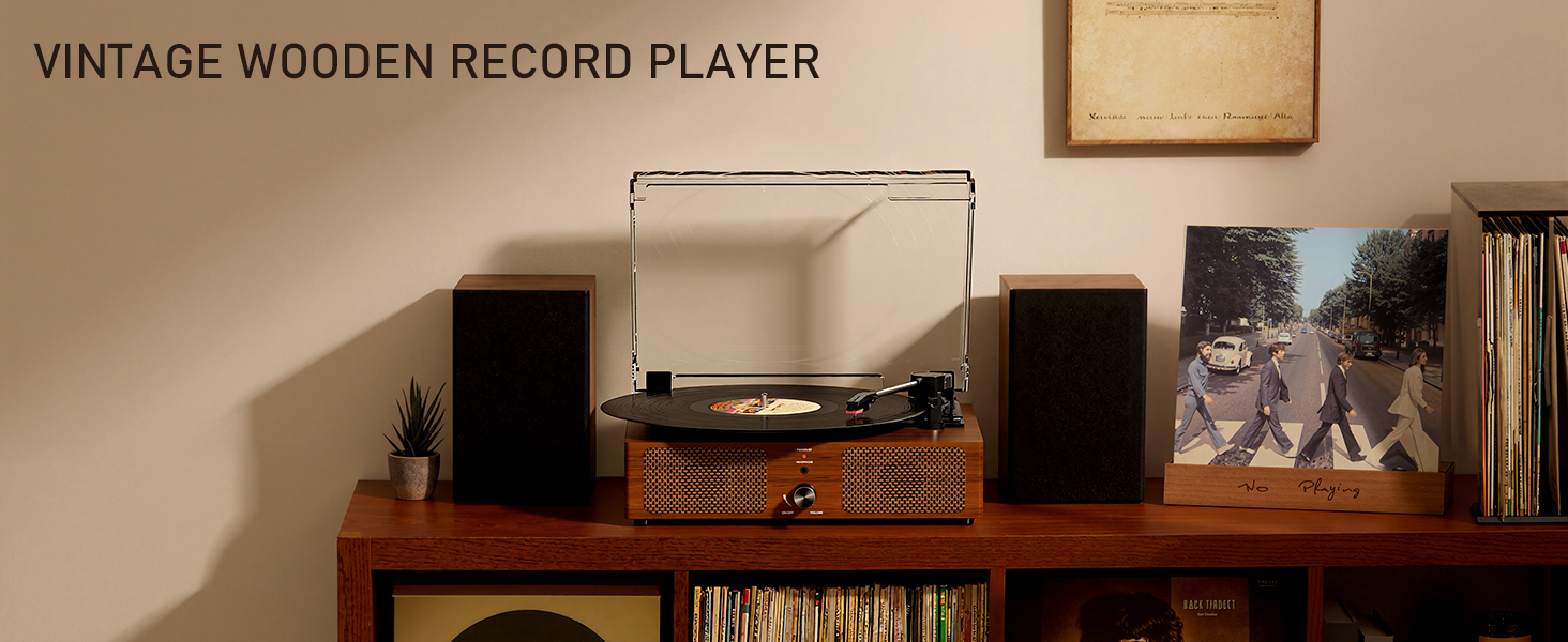 vintage wooden recordf player