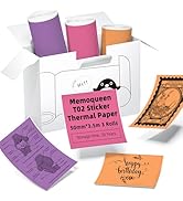Memoqueen T02 Purple/Red/Orange, Adhesive Thermal Paper, Color Sticker Printer Paper, Compatible ...