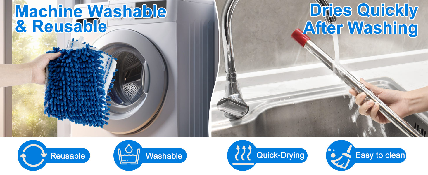 Reusable mop pads for hardwood floor mops, flat mops for floor cleaning with washable mop pads