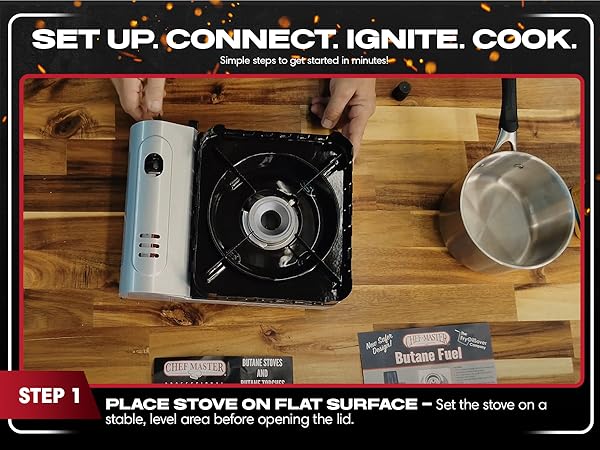 15,000 BTU Output Portable Butane Camping Stove by Chef Master