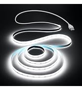 Aclorol USB Led Light Strip COB Led Strip Lights 5V Daylight Cold White 6000K 3.28FT 320Leds Flex...