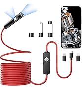 PAPIBLU Endoscope with Light, 1920P HD Borescope with 8 Adjustable LED Lights, Semi-Rigid Snake C...