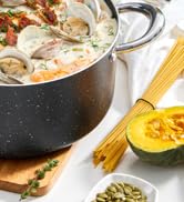 BEZIA Cooking Pot with Lid, 6 Quart Nonstick Stock Pot/Stockpot with Lid, Non Stick 6 QT Large Ca...