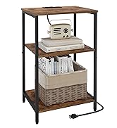 X-cosrack End Table,Industrial Retro Side Table Nightstand Storage Shelf for Living Room Bedroom ...