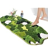 Hifuwan Cute Green Moss Bathroom Runner Rug Long Rectangular Boho Aesthetic Leaf Leaves Bath Mat ...