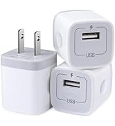 USB Wall Charger, Charger Block, 3-Pack Charging Cube 1A/5V One-Port Charging Block Charger Box f...