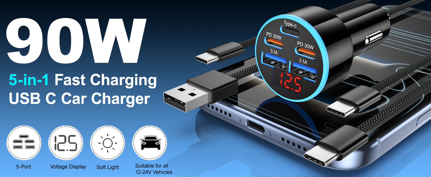 usb c fast car charger