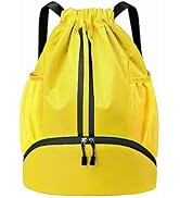 Hoedia Sports Drawstring Backpack - String Swim Gym Bag with Shoes Compartment and Wet Proof Pock...