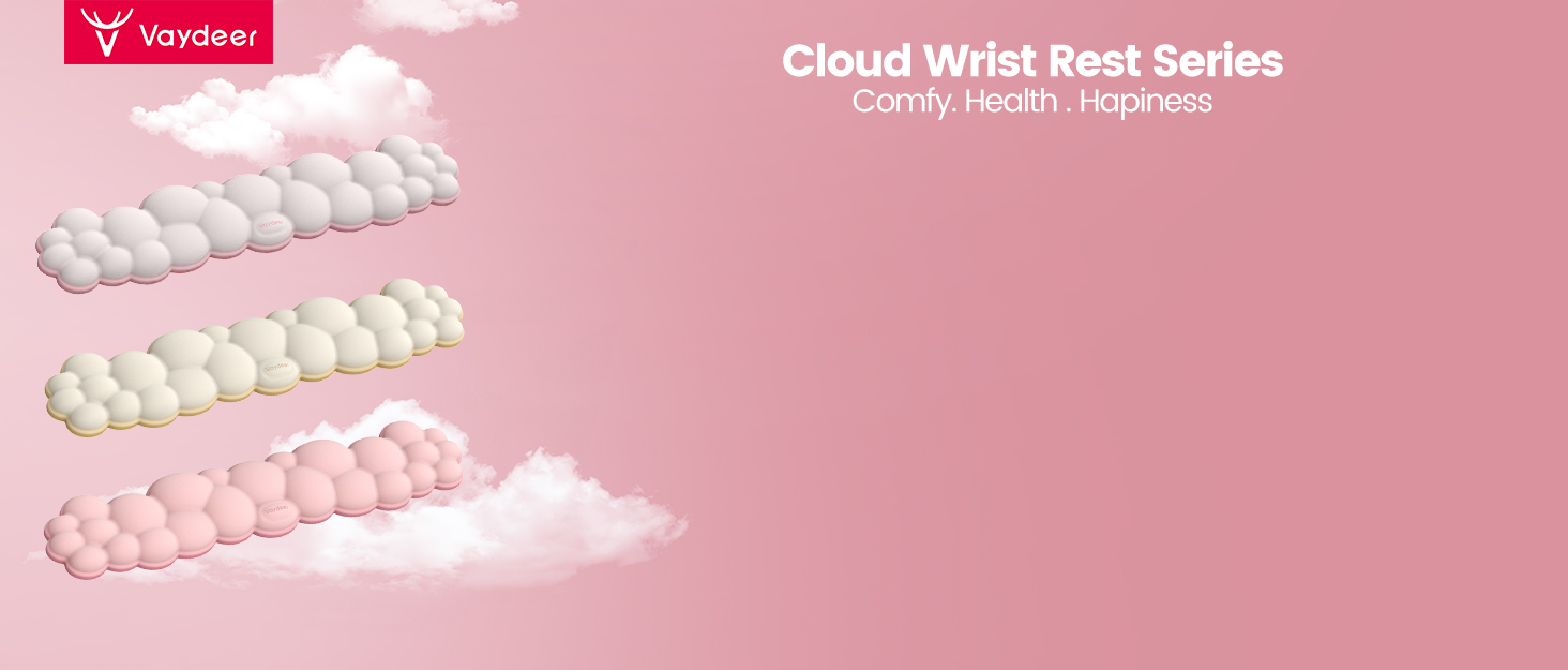 Vaydeer Cloud Keyboard Wrist Rest Set – Ergonomic Memory Foam Wrist Pad for Computer, Laptop Gaming