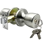 JO.KO Door Knob with Lock and Keyed, Satin Nickel Round Ball Lock Interior/Exterior Door Knob for...