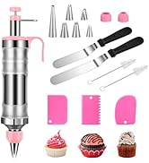 Icing Decoration Gun Set, Stainless Steel Dessert Decorating Syringe Set, Cupcake Frosting Fillin...