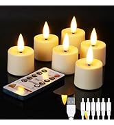 BEICHI 6Pack Rechargeable Flameless Tea Lights Candles with Remote&amp;Timer | Dia 1.5"x H 2.3" LED T...