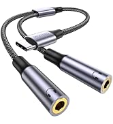 MOSWAG USB C to Dual 3.5mm Female Headphone Splitter,Type C to Dual 3.5mm Female Headphone Adapte...
