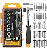 24 in 1 Magnetic Ratchet Screwdriver Set CR-V Steel Bits &amp; Metric Sockets 1/4” Extension Bar, Qui...