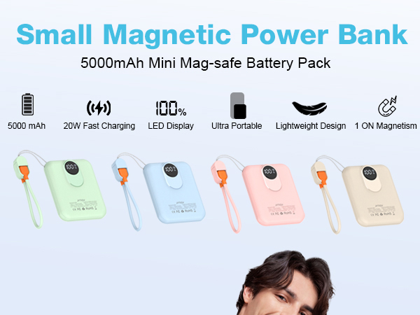 Small Magnetic Power Bank 500OmAh Mini Mag-safe Battery Pack
