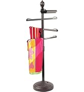 O2COOL Pool &amp; Spa Valet, Adjustable Outdoor Pool &amp; Patio Towel Holder, Poolside Table, with Weigh...