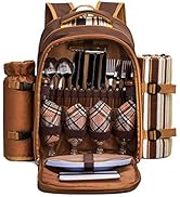 apollo walker Picnic Backpack Bag for 4 Person with Cooler Compartment,Wine Bag, Picnic Blanket(4...