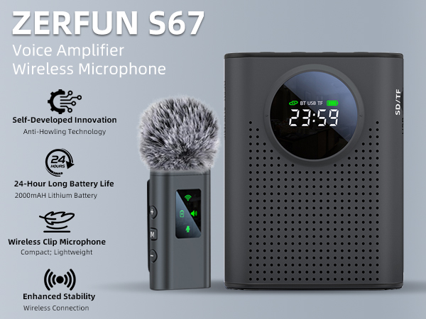 Rechargeable Voice Amplifier Wireless Microphone