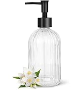 Topsky Glass Soap Dispenser with Plastic Pump, 400ml Liquid Hand Soap Dispenser, Rustproof Pump f...