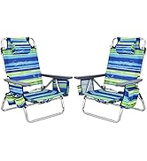 Giantex Beach Chair 2-Pack Sling Camping / Sunbathing Chairs with 5 Adjustable Position, Head Pil...
