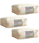 Cotton Sweater Storage Bag, 20"x14"x5" Fits 8 Sweaters Large Capacity Closet Organizer Bag with Z...