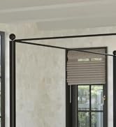 Lutown-Teen King Size Canopy Bed Frame, Four Poster Metal Canopy King Size Bed Frame