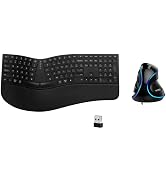 DELUX Full Size Ergonomic Split Keyboard and Wireless Vertical Mouse Combo, GM909 Wireless Split ...