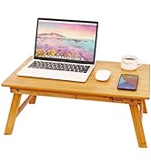 Laptop Lap Desk, COIWAI Bamboo Table for Bed Tray with Foldable, Portable Mini Picnic Furniture f...