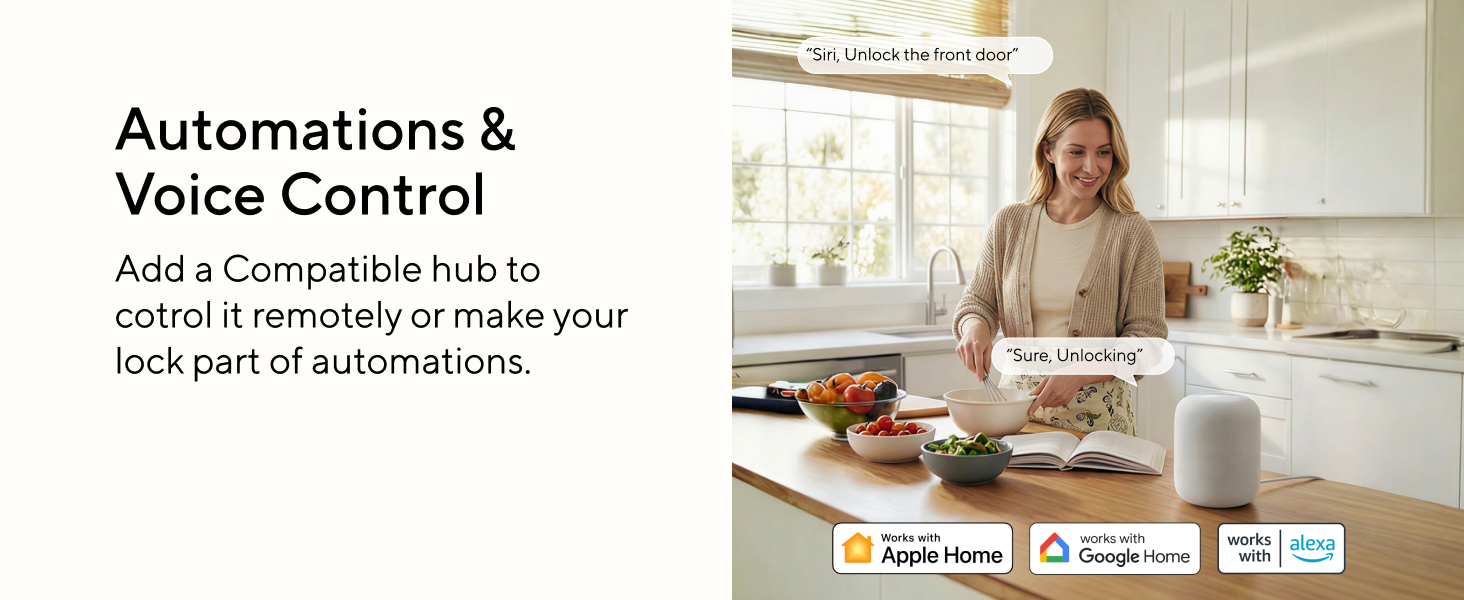 Unlock with Your Voice via Alexa;Siri; Google Assistant