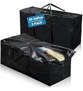 Elsjoy 2 Pack 66 Gallon Extra Large Moving Bags, 45 x 16 x 22 Inch Black XXL Storage Bags with Zi...