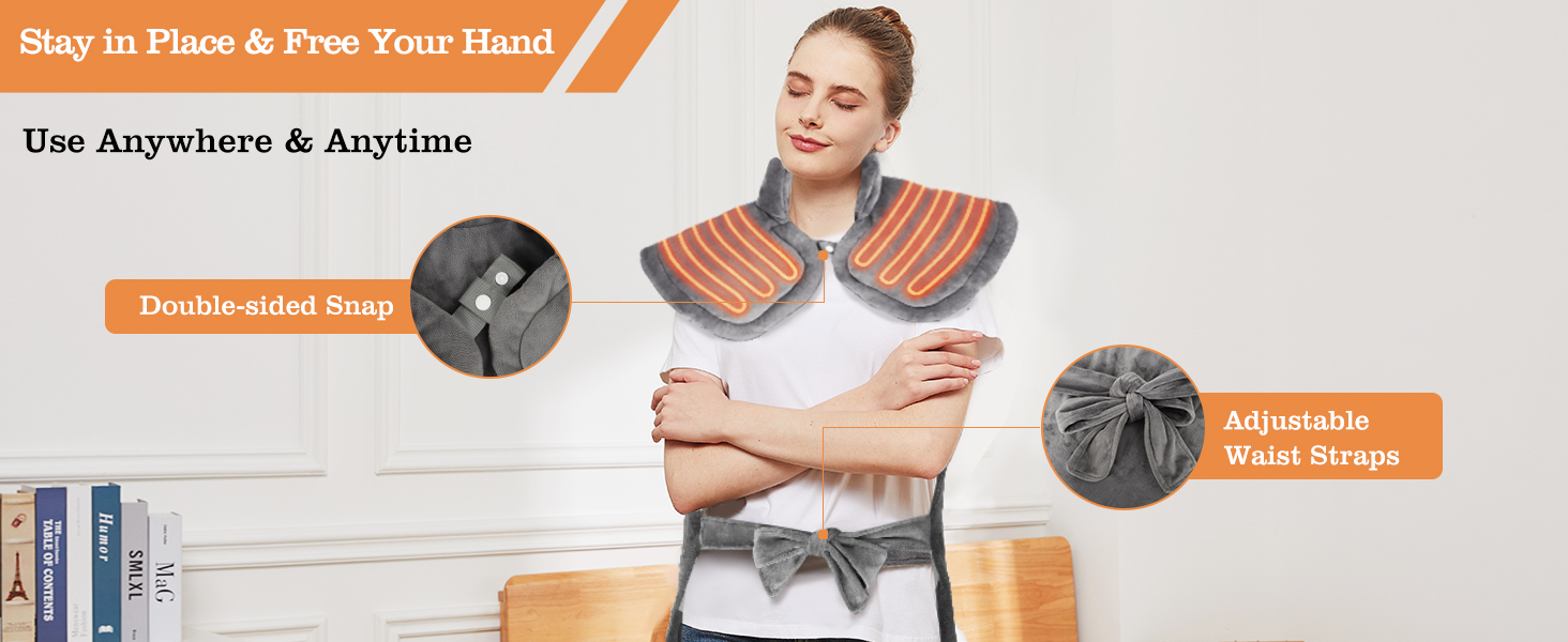 the heating pad wrap allows you to move freely, enabling you to enjoy the warmth anywhere.