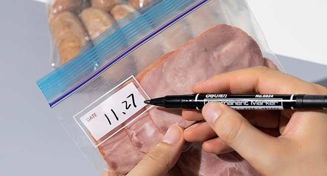All bags feature a writeable rectangle for you to write important information like dates.