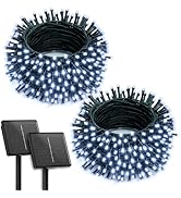 Brightown 2 Pack Solar Christmas String Lights Outdoor, Total 144Ft 400 LED Twinkle Fairy Lights ...