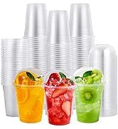 FOCUSLINE 200 PACK 12oz Clear Plastic Cups, Disposable Cold Drinking Cups, 12 Ounce Clear Cups wi...