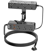 DEPOW Dual Layer Desk Clamp Power Strip & Surge Protector: 17 Outlets + 7 USB (3 USB-C) Charging ...
