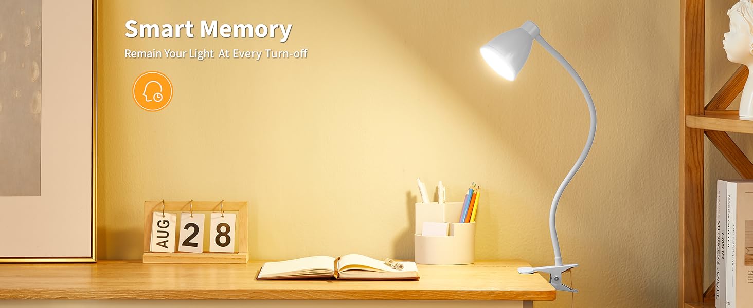Desk Lamp Reading Light LED Clamp Lamp Flexible Gooseneck Clip on Light for Bed Bedside