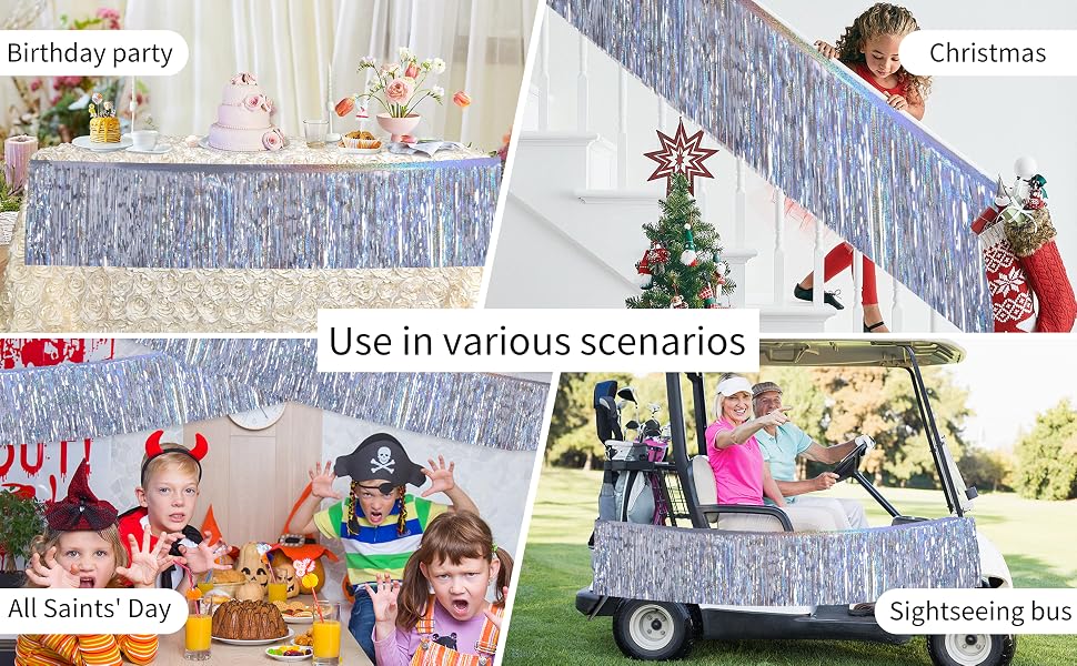 Disposable Table Skirts party banner garland decoration-laser silver