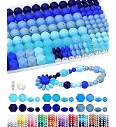 172PCS FIVEIZERO Silicone Beads for Keychain Making, 6 Mixed Colors Silicone Focal Beads Kit, 9mm...