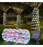 Solar Rope Lights, 66ft 200LED Solar String Lights, 8 Modes Waterproof Solar Powered Outdoor Ligh...