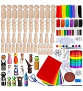 50 Sets Assorted Unfinished Wooden Peg Doll Bodies Family Doll Bodies Craft 5 Natural Solid Wood ...