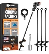 18'' Ground Anchors Heavy Duty for High Winds - Earth Stakes Screw-in Shed Kit for Mobile Homes, ...