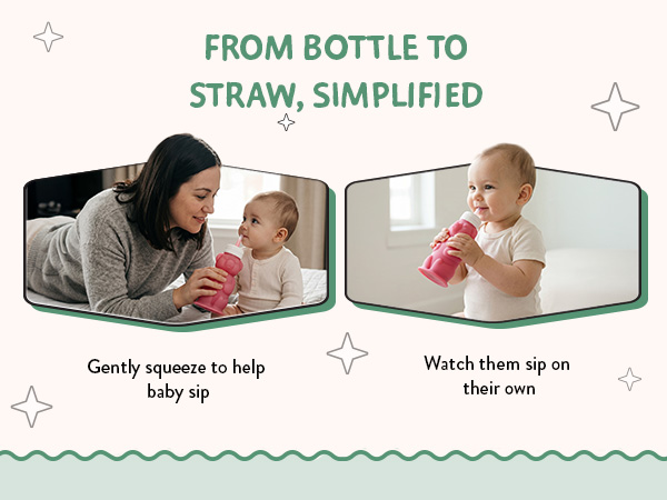 Honey Bear Straw Cup for Baby &amp; Toddler Silicone Squeeze Training Straw Cup Leak Resistant BabySippy